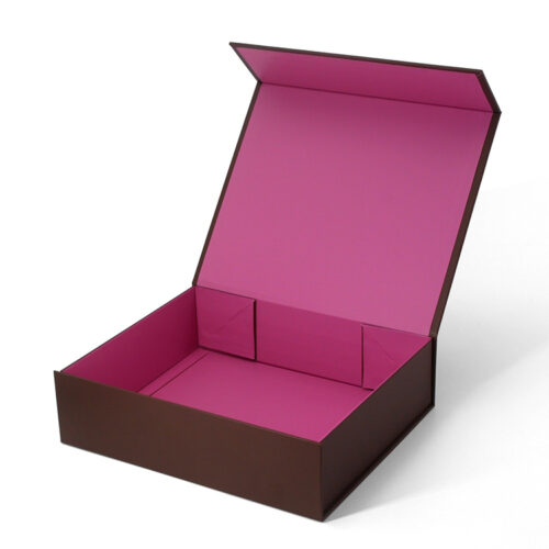 Magnetic Handbag Gift Box with Foil Logo and Pink Lining Magnetic Handbag Gift Box with Foil Logo and Pink Lining