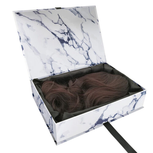 Marble Printed Hair Extension Packaging Box with Ribbon Marble Printed Hair Extension Packaging Box with Ribbon