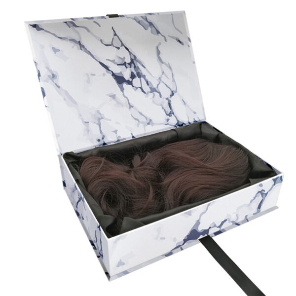 Marble Printed Hair Extension Packaging Box with Ribbon Marble Printed Hair Extension Packaging Box with Ribbon