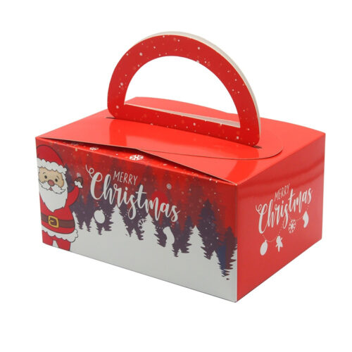 Printed Christmas Folding Gift Box with Die-Cut Handle