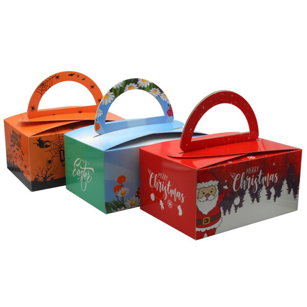 Printed Christmas Folding Gift Box with Die-Cut Handle Printed Christmas Folding Gift Box with Die-Cut Handle