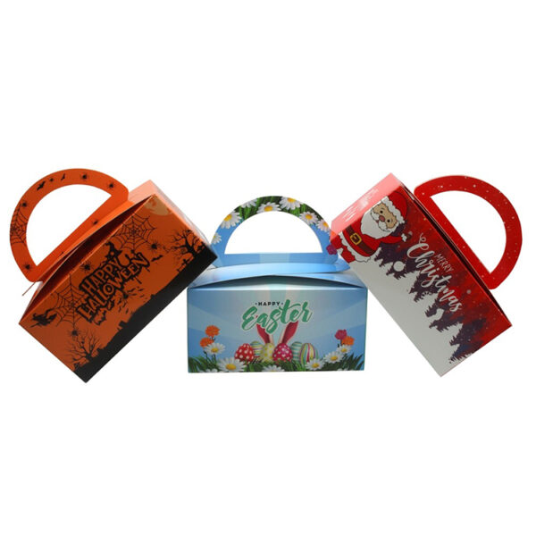 Printed Christmas Folding Gift Box with Die-Cut Handle Printed Christmas Folding Gift Box with Die-Cut Handle