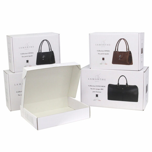 Printed Corrugated Handbag Retail Packaging Box with Logo Printed Corrugated Handbag Retail Packaging Box with Logo