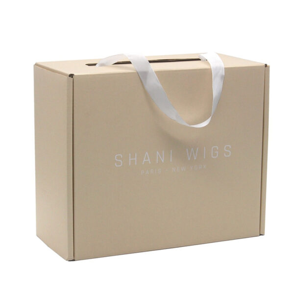 Printed Corrugated Wig Packaging Box with Ribbon Handle Printed Corrugated Wig Packaging Box with Ribbon Handle