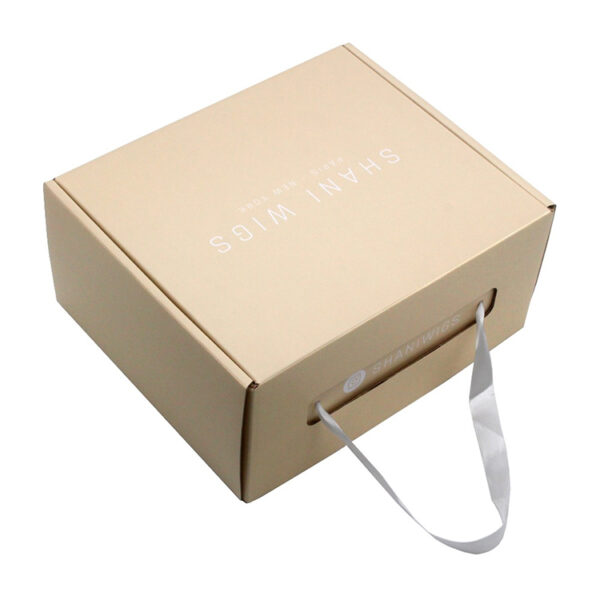 Printed Corrugated Wig Packaging Box with Ribbon Handle Printed Corrugated Wig Packaging Box with Ribbon Handle