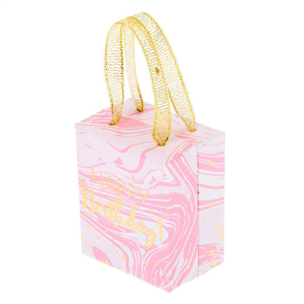 Printed Hinged Birthday Gift Box with Ribbon Carry Handles Printed Hinged Birthday Gift Box with Ribbon Carry Handles