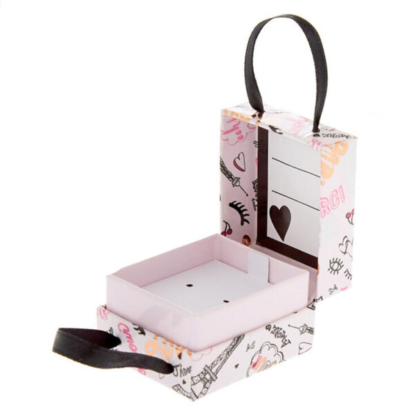 Printed Hinged Birthday Gift Box with Ribbon Carry Handles Printed Hinged Birthday Gift Box with Ribbon Carry Handles