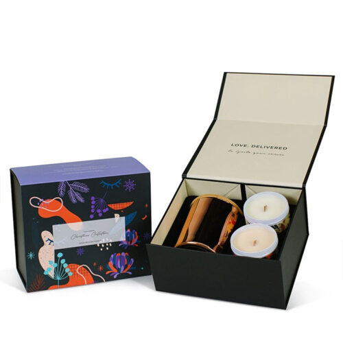 Printed Hinged-Lid Candle Gift Box with Fitted Insert Printed Hinged-Lid Candle Gift Box with Fitted Insert
