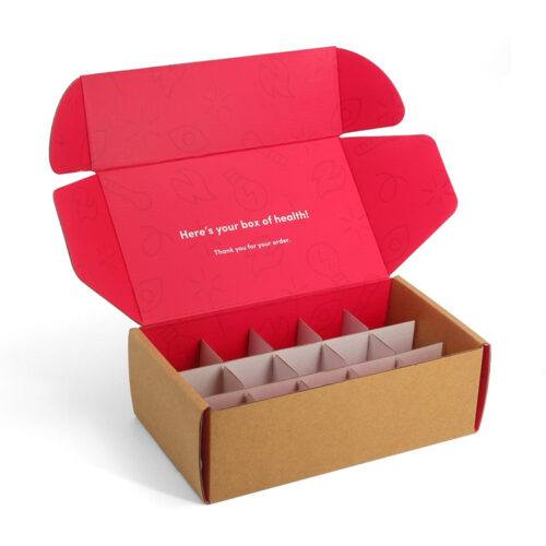 Printed Kraft Wellness Supplement Mailer Box with Dividers