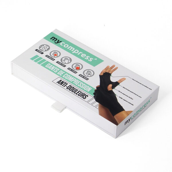 Printed Rigid Drawer Box for Compression Gloves with Ribbon