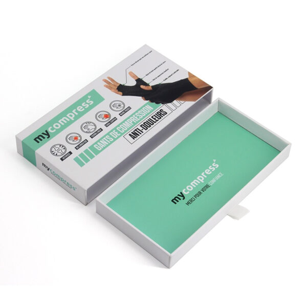 Printed Rigid Drawer Box for Compression Gloves with Ribbon