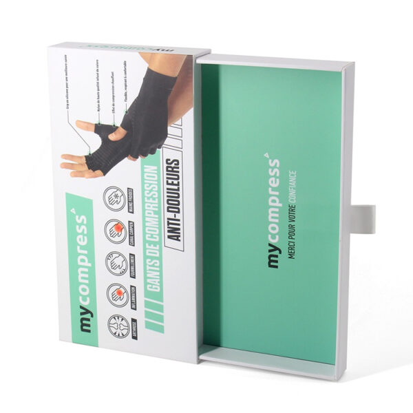 Printed Rigid Drawer Box for Compression Gloves with Ribbon