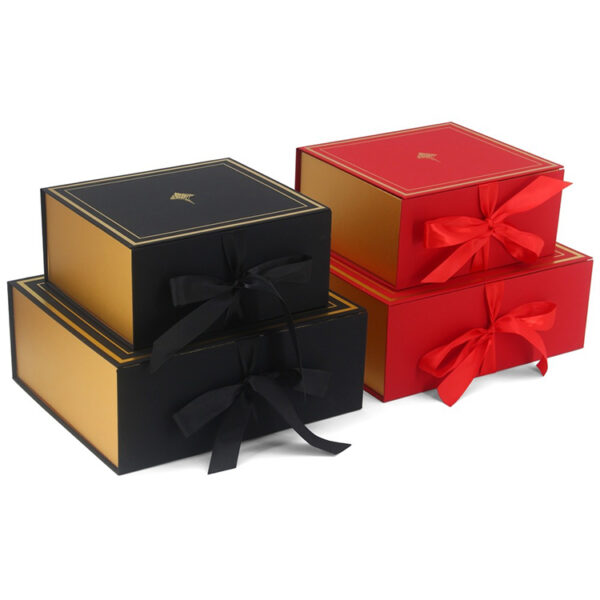 Printed Rigid Gift Box with Ribbon Closure and Gold Foil Printed Rigid Gift Box with Ribbon Closure and Gold Foil