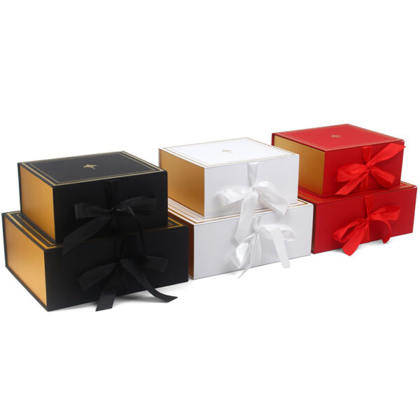 Printed Rigid Gift Box with Ribbon Closure and Gold Foil Printed Rigid Gift Box with Ribbon Closure and Gold Foil