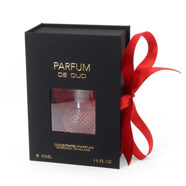 Ribbon Closure Perfume Box with Window and Satin Lining