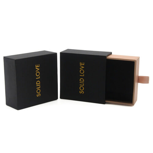 Rigid Drawer Jewelry Box with Foil Logo and Velvet Insert Rigid Drawer Jewelry Box with Foil Logo and Velvet Insert