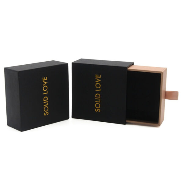 Rigid Drawer Jewelry Box with Foil Logo and Velvet Insert