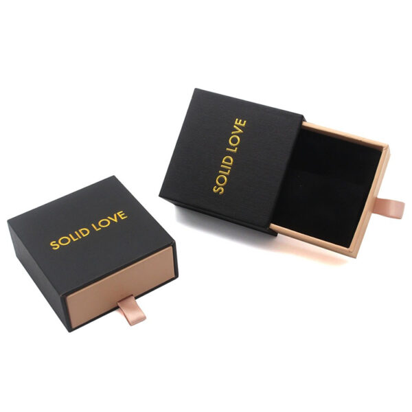 Rigid Drawer Jewelry Box with Foil Logo and Velvet Insert
