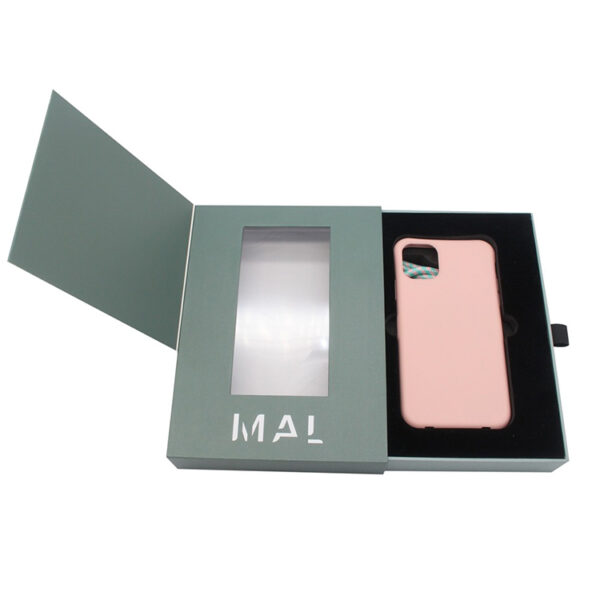 Rigid Drawer Phone Case Box with Window and Foam Insert Rigid Drawer Phone Case Box with Window and Foam Insert