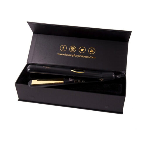 Rigid Hinged-Lid Hair Straightener Box with Velvet Insert