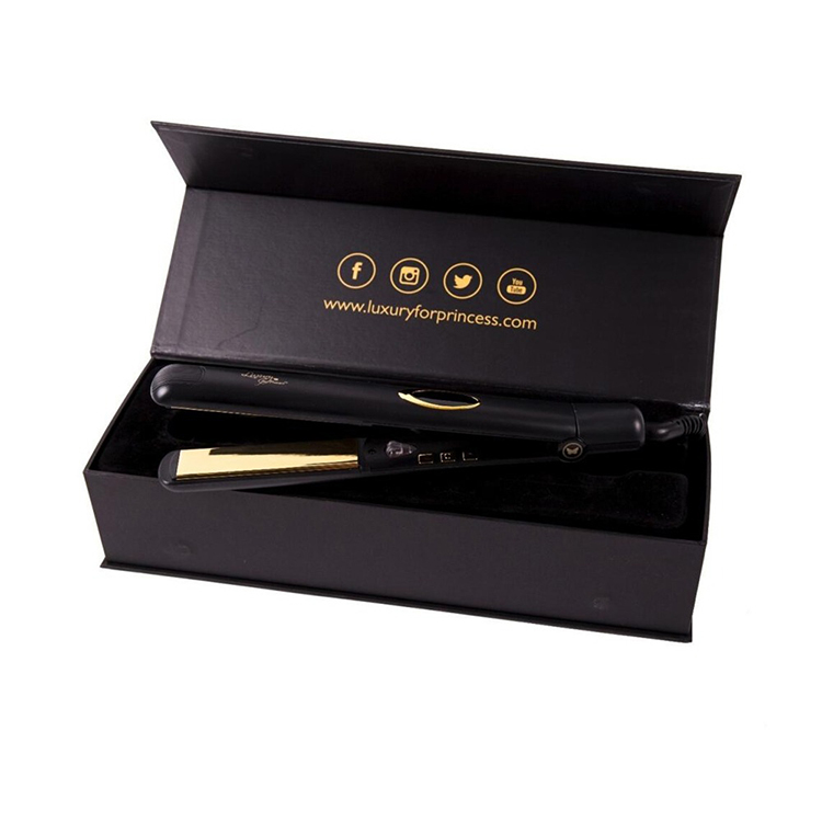 Rigid Hinged-Lid Hair Straightener Box with Velvet Insert