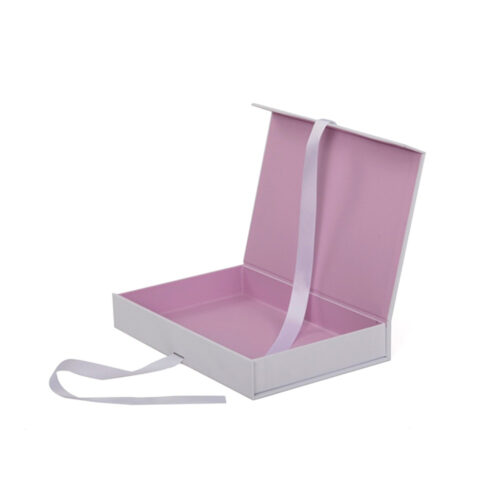 Rigid Hinged-Lid Presentation Box with Satin Ribbon Tie