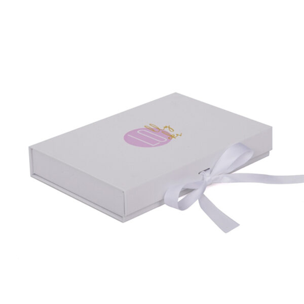 Rigid Hinged-Lid Presentation Box with Satin Ribbon Tie Rigid Hinged-Lid Presentation Box with Satin Ribbon Tie