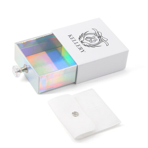 Rigid Jewelry Drawer Box with Holographic Finish and Knob