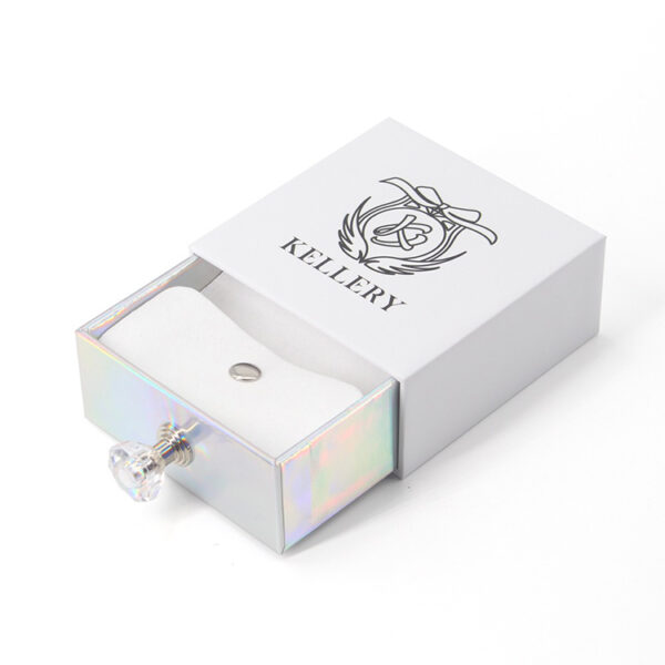 Rigid Jewelry Drawer Box with Holographic Finish and Knob
