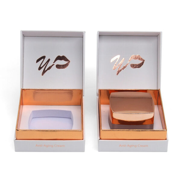 Rose Gold Hinged Cosmetic Cream Box with Foam Insert