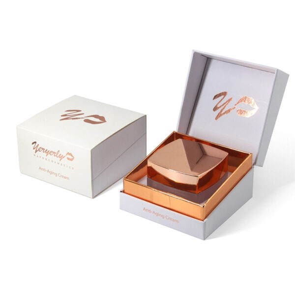 Rose Gold Hinged Cosmetic Cream Box with Foam Insert