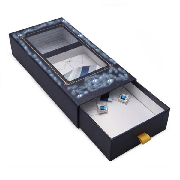 Window Rigid Necktie Gift Box with Foil Logo and Insert Window Rigid Necktie Gift Box with Foil Logo and Insert